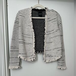 NIC+ZOE Black and White Fringed Cardigan